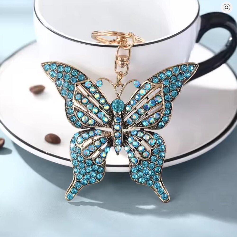 Crystal Hollow Butterfly Metal European And American Keychain Pendant Creative - Picture 5 of 6
